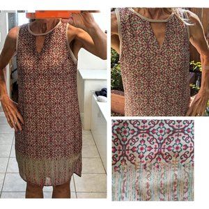 Charlie Jade lined peach-green-beige shift Dress, Sz M